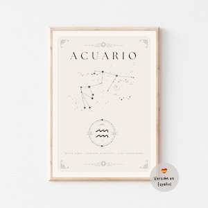 Aquarius Poster – Printable Zodiac Art – Aquarius Constellation & Horoscope – Astrological Digital Download Gift