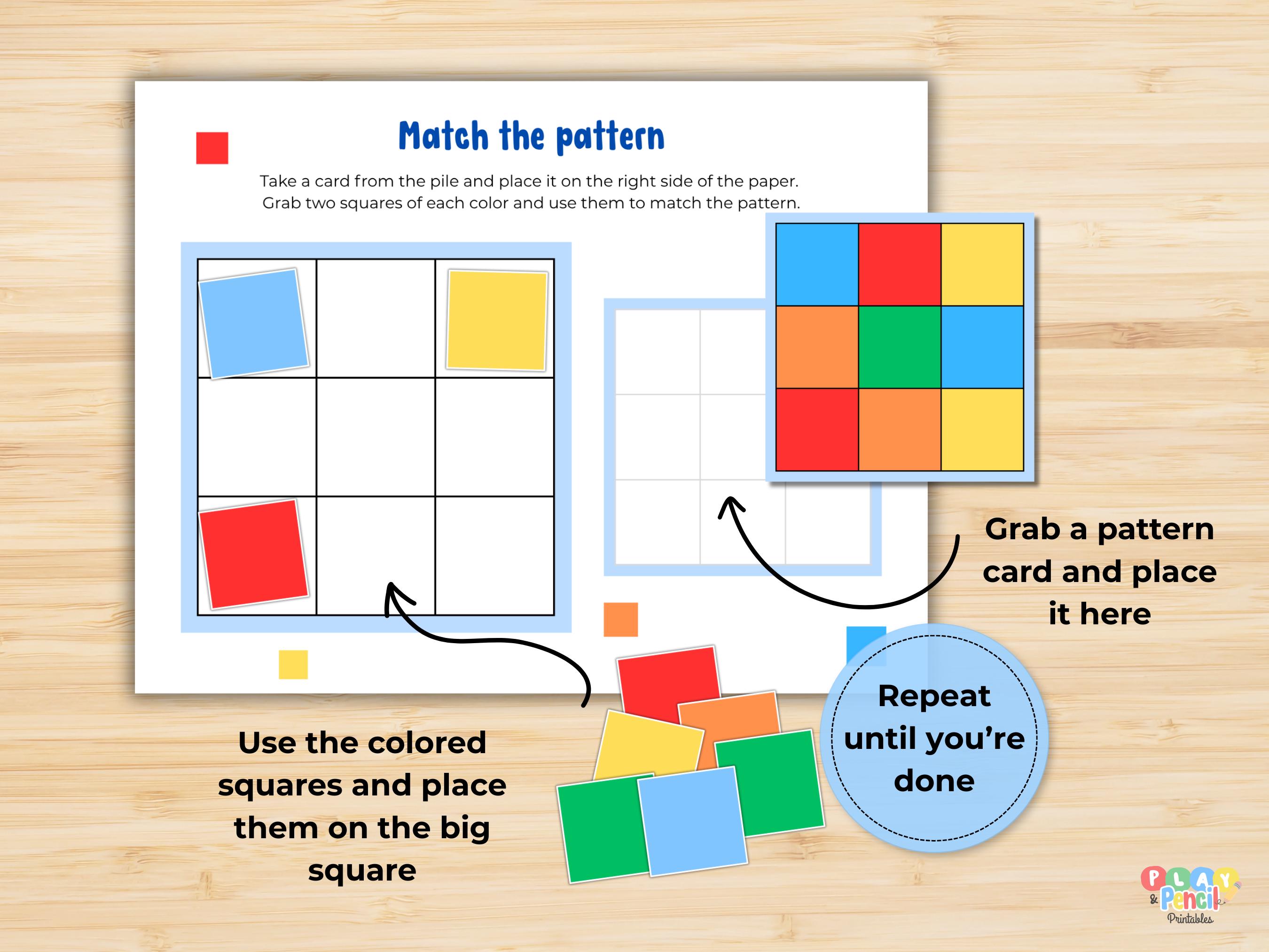 Match the Pattern Activites for Kids Color Sorting Learn Through Play ...
