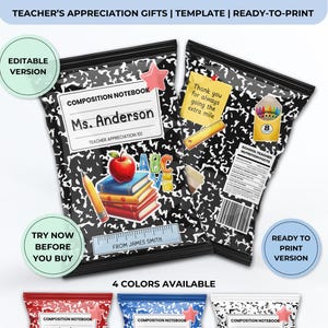 Teacher Appreciation Chip Bag Template Teacher Appreciation Week Gifts for teachers from students Last Day of School Gifts Chip Bag Favor