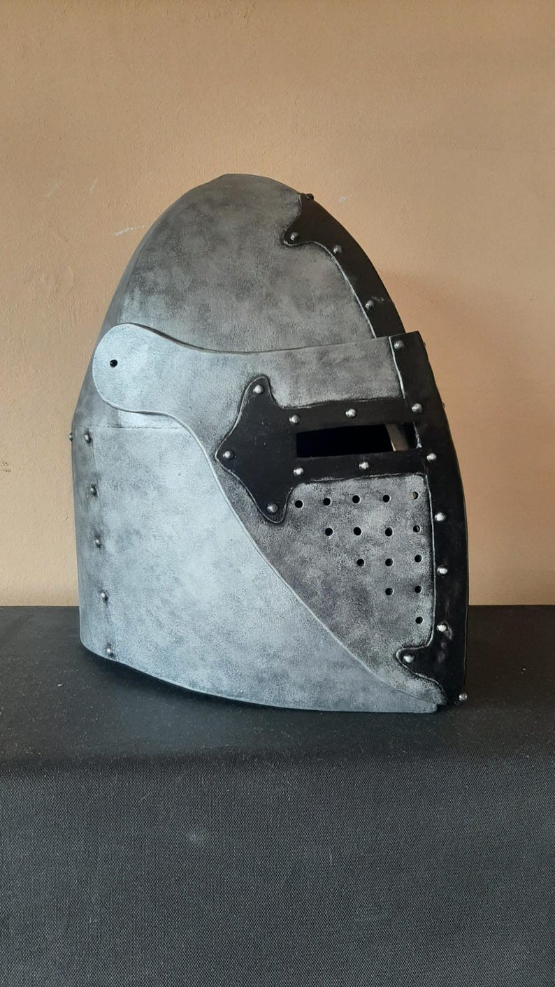 Medieval helmet pattern. Crusader headpiece blueprint. EVA foam helmet template. Digital knight helmet pattern for cosplay & LARP. DIY.