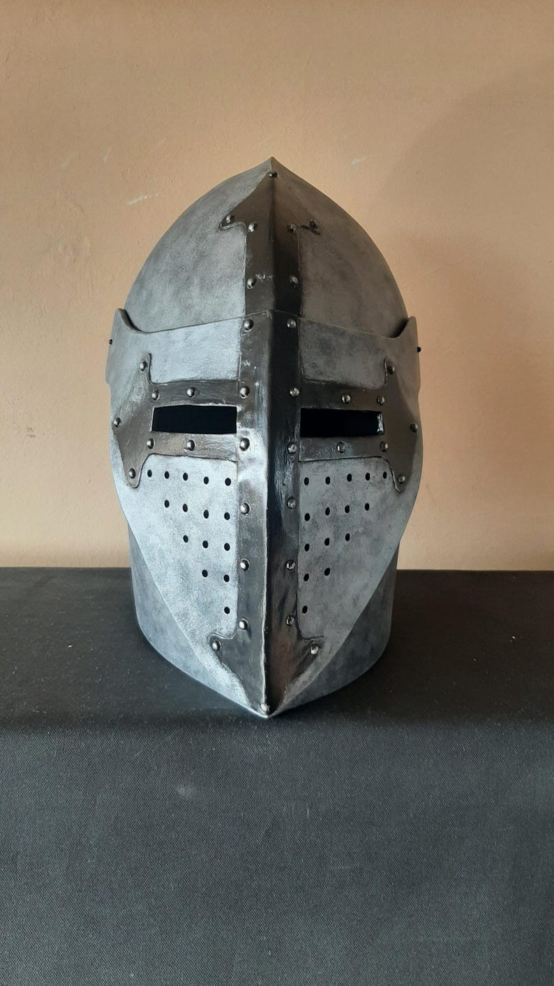 Medieval helmet pattern. Crusader headpiece blueprint. EVA foam helmet template. Digital knight helmet pattern for cosplay & LARP. DIY.