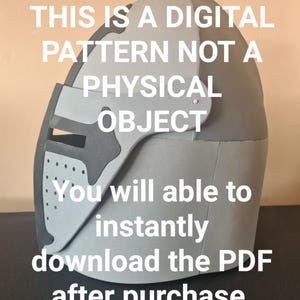 Medieval helmet pattern. Crusader headpiece blueprint. EVA foam helmet template. Digital knight helmet pattern for cosplay & LARP. DIY. This is digital pattern not a physical object. You will ableto instantly download the PDF after purchase