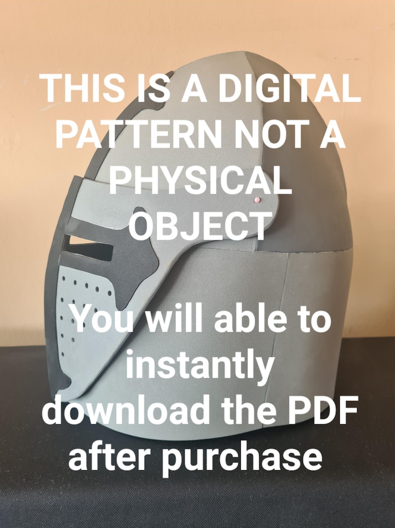 Medieval helmet pattern. Crusader headpiece blueprint. EVA foam helmet template. Digital knight helmet pattern for cosplay & LARP. DIY. This is digital pattern not a physical object. You will ableto instantly download the PDF after purchase