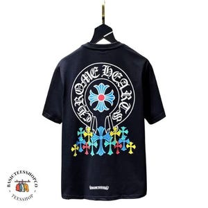 Herren Kurzarm-T-Shirt Bunte Kreuz-Print Rundhals-T-Shirt Lässige Baumwolle Top Sommer Frühling Atmungsaktiv Streetwear-Stil