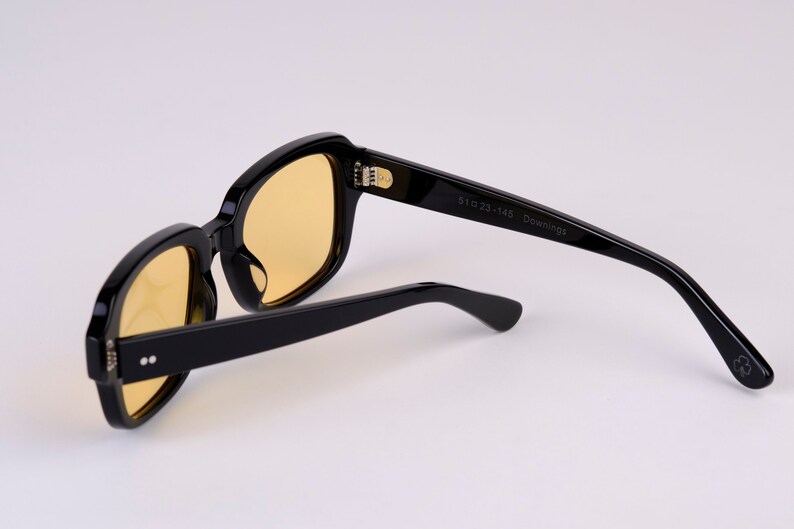 Large New York Eye_rish, The Downings. Black Polished Frame with Yellow Lenses image 3