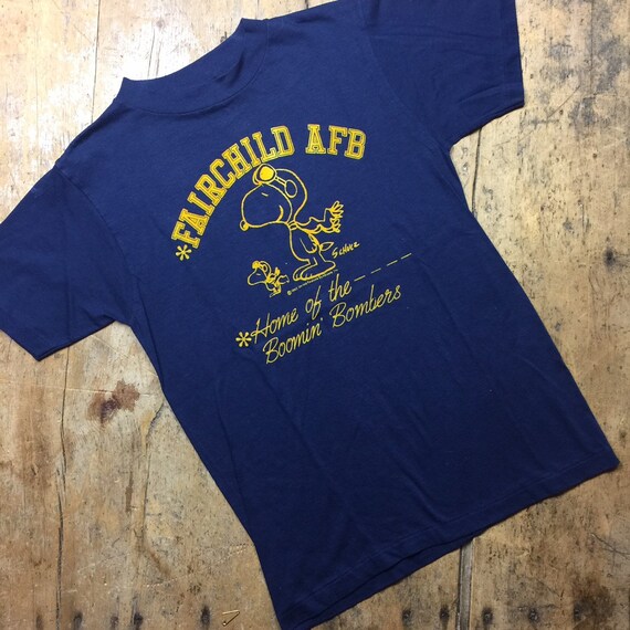 Fairchild AFB vintage tee shirt flocked snoopy 70’