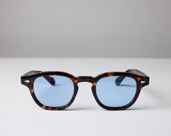 Large - New York Eye_rish, Causeway. Brown Tortoise Shell Frame with Blue Lenses