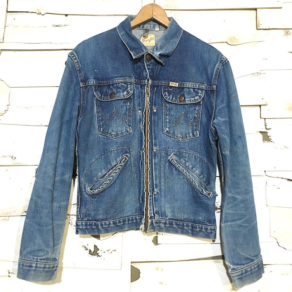 vintage 50 s wrangler sanforized hand stitched denim jacket small