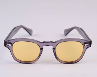 Small - New York Eye_rish Causeway Glasses  Grey with Yellow lenses.