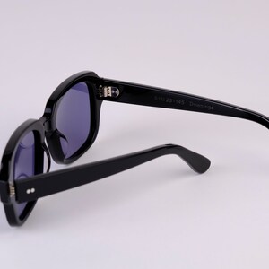 Large New York Eye_rish, The Downings. Black Polished Frame with Blue Lenses image 3