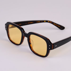 Large New York Eye_rish, The Downings. Black/Brown Tortoise Shell Frame with Yellow Lenses image 2