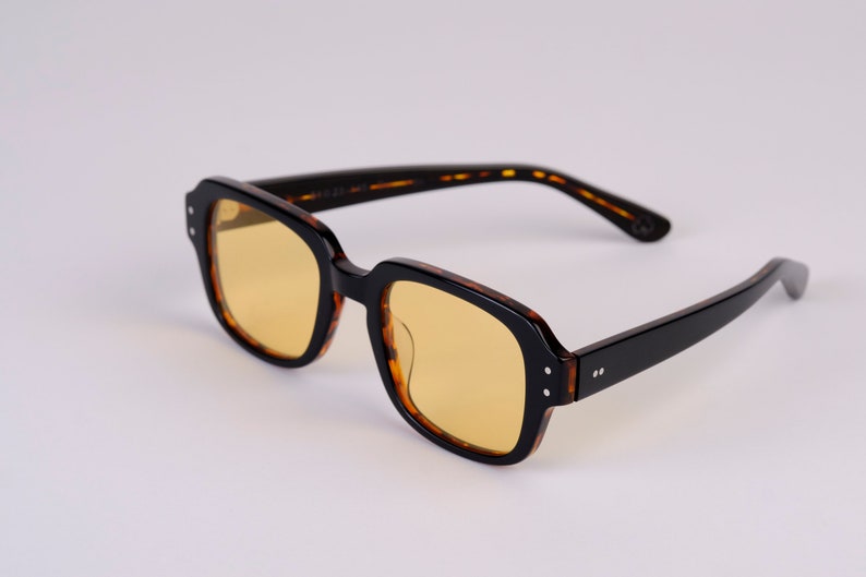 Large New York Eye_rish, The Downings. Black/Brown Tortoise Shell Frame with Yellow Lenses image 2