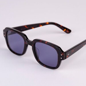 Large New York Eye_rish, The Downings. Dark Brown Tortoise Shell Frame with Blue Lenses image 2