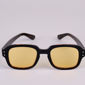 Large New York Eye_rish, The Downings. Black/Brown Tortoise Shell Frame with Yellow Lenses image 1