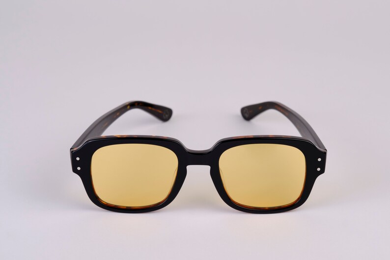Large New York Eye_rish, The Downings. Black/Brown Tortoise Shell Frame with Yellow Lenses image 1