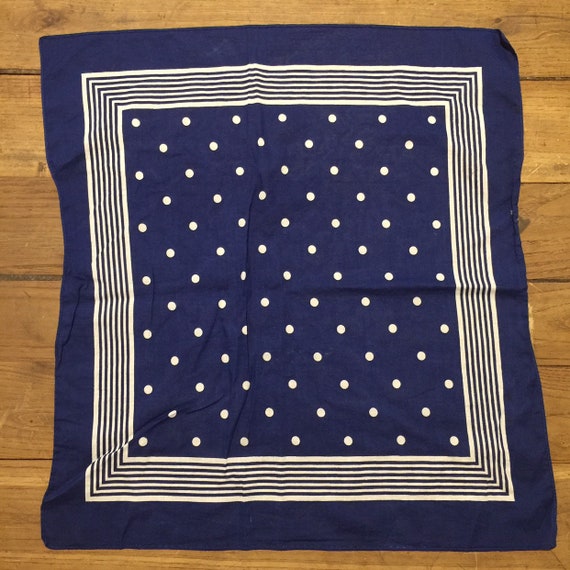 Vintage Dutch Navy/white Spotted Bandana 19 Inches Broad