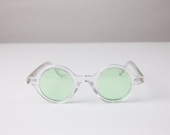 New York Eye_rish, Greystones. Clear Frame with Green Lenses