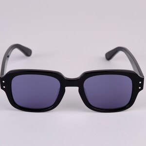 Large New York Eye_rish, The Downings. Black Polished Frame with Blue Lenses image 1