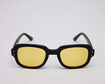 Small - New York Eye_rish "The Downings" Frame. Black Frame with Yellow Lenses