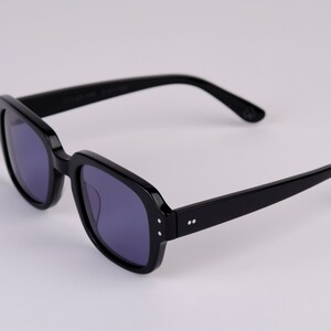 Large New York Eye_rish, The Downings. Black Polished Frame with Blue Lenses image 2