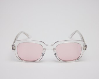Small - New York Eye_rish "The Downings" Frame. Clear Frame with Pink Lenses