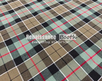 Tessuto tartan Leslie invecchiato - Tartan scozzese acrilico da 16 once - Lavabile in lavatrice - Iarde continue - Larghezza 52 pollici - Tessuto filato in casa