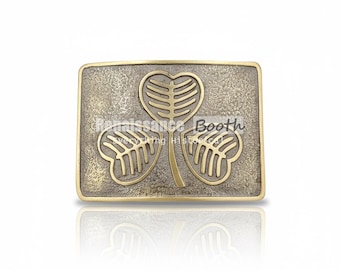Scottish Kilt Belt Buckle – Handmade Brass Antique Shamrock Design – Size 3.5 x 2.5 Inch Premium Celtic Kilt Buckle