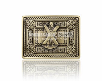Scottish Kilt Belt Buckle – Handmade Brass Antique Metal  – Size 3.5 x 2.5 Inch Premium Celtic Kilt Buckle