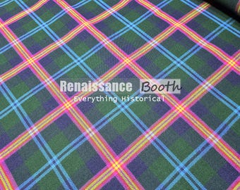 Tessuto acrilico scozzese: 16 oz, fantasia scozzese, larghezza 52", tagliabile su misura.