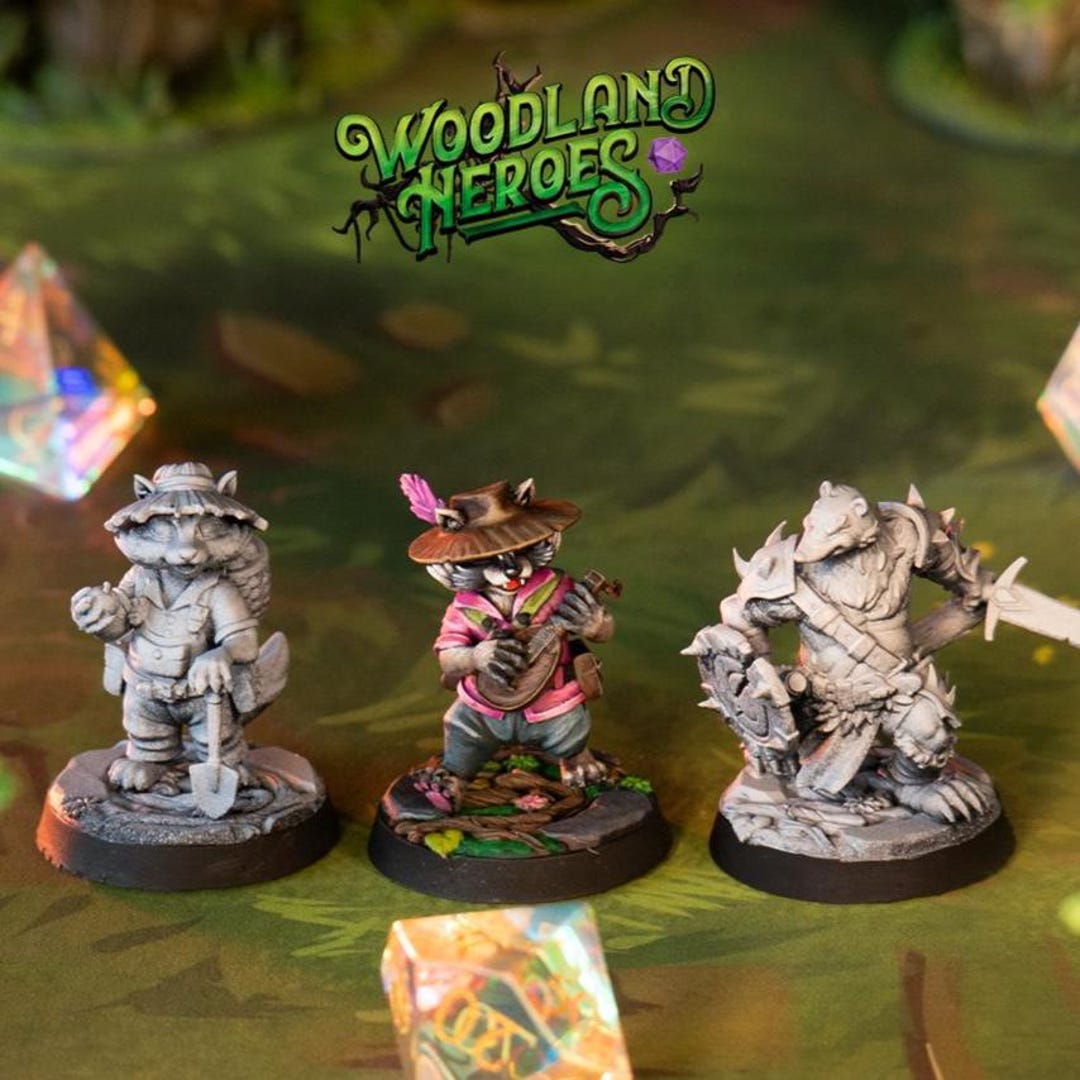 Raccoon Bard | Badger Barbarian | Woodland Heroes Miniatures for D&D ...