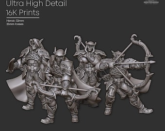 Elven Rangers | Bow & Sword Elf Miniatures | Imagine Minis | 16K HD Print | Heroic Scale | DnD | Pathfinder | World of Warcraft Night Elves