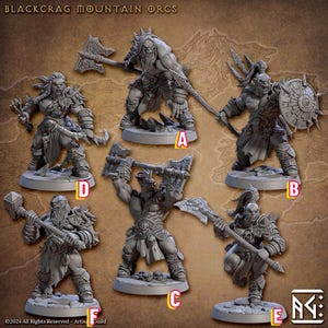 ORC WARBAND! - Blackcrag Mountain Orcs - 12 Unique Orcs - Extremely High Quality Premium *16k* Resin Prints - For D&D or Tabletop Wargaming