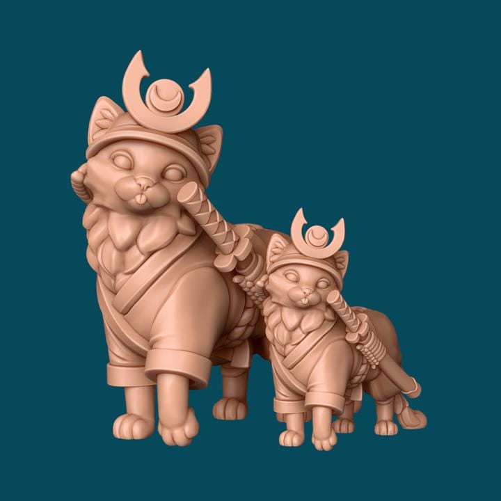 Samurai Cat Figure - Etsy