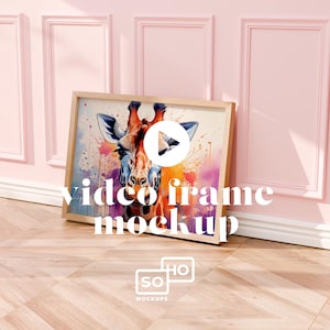 Minimalist Video Frame Mockup:  Multi-Scene Pink Wall Setup | Realistic Animated Poster Display