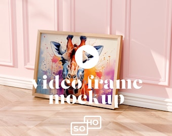 Minimalistisches Video Rahmen Mockup: Multi-Szene Rosa Wand Einrichtung | Realistische animierte Plakatwand