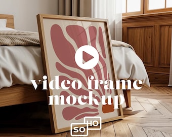 Bedroom Vertical Frame Mockup: A3 A2 Sizes, Realistic Video Display (Instant Download)