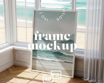 A4 A3 A2 A1 Poster Frame Mockup: Coastal Frame Mockup, Vertical Frame, Beach View - PSD Digital Download