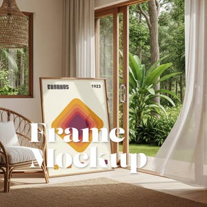 Tropical Garden Frame Mockup: Vertical Artwork Display (PSD Download 6144x6144px)