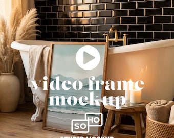 Cozy Bathroom Vertical Frame Video Mockup: DIN A Ratio Poster Animation (Digital Download)