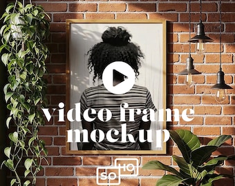 Minimalist Video Frame Mockup: Vertical Frame mounted on a brick wall - ISO | DIN Standard