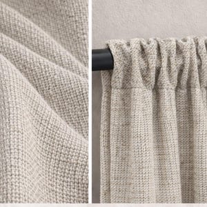 Cortina de linho cor pedra com bloqueio de luz, 2,5 vezes mais cheia, cortinas personalizadas, painéis de cortina de linho com bloqueio de luz, todos os estilos de instalação, cortinas de linho, bloqueio de luz