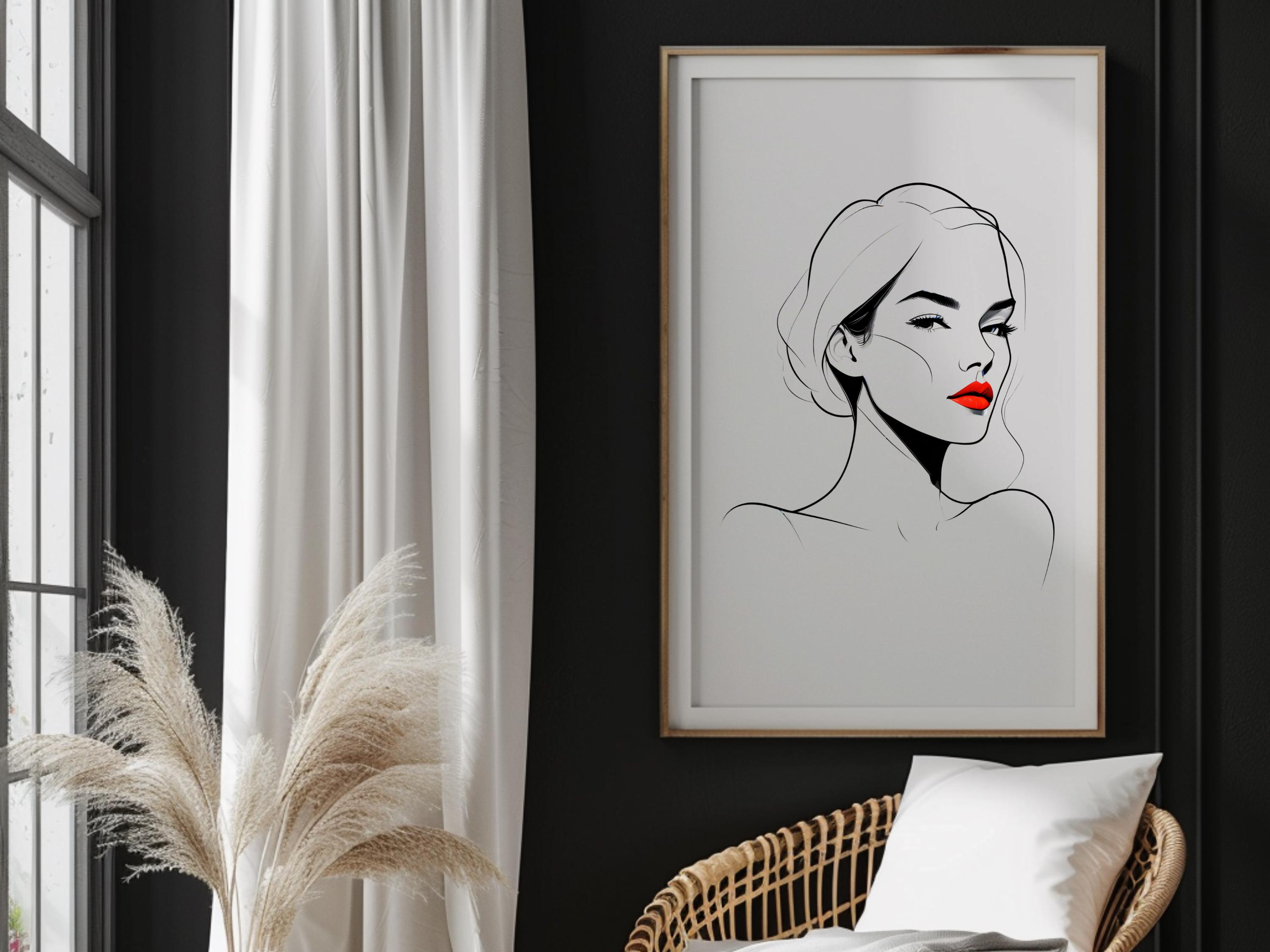 Beautiful Woman Art Print, Minimalist Line Art | Modern Fashion Wall ...