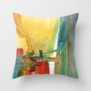 Abstract Watercolor Throw Pillow Cover