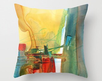 Abstract Watercolor Throw Pillow Cover