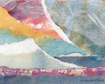 Northern Lights Original Watercolor Paper Collage