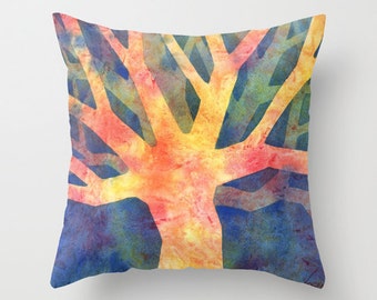 Tree Abstract Watercolor Throw Pillow Cover 1