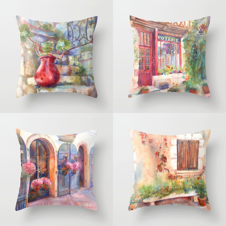 Download Home Living Decorative Pillows David S Europe Watercolor Throw Pillow Cover Set Of 4