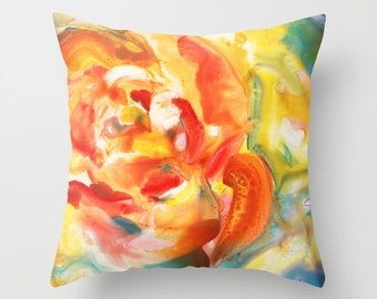 Yellow Rose Watercolor Throw Pillow Cover