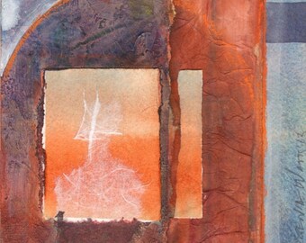 Looking Through Windows - Original Mixed Media Collage Painting