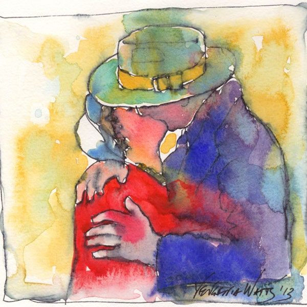 The Kiss Watercolor Painting Signed Giclee Print
